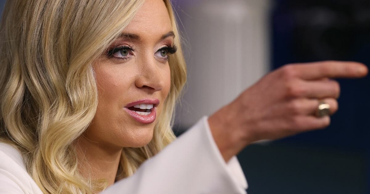 White House press secretary Kayleigh McEnany answers reporters' questions during a news conference in the Brady Press Briefing Room at the White House on May 6, 2020, in Washington, D.C.