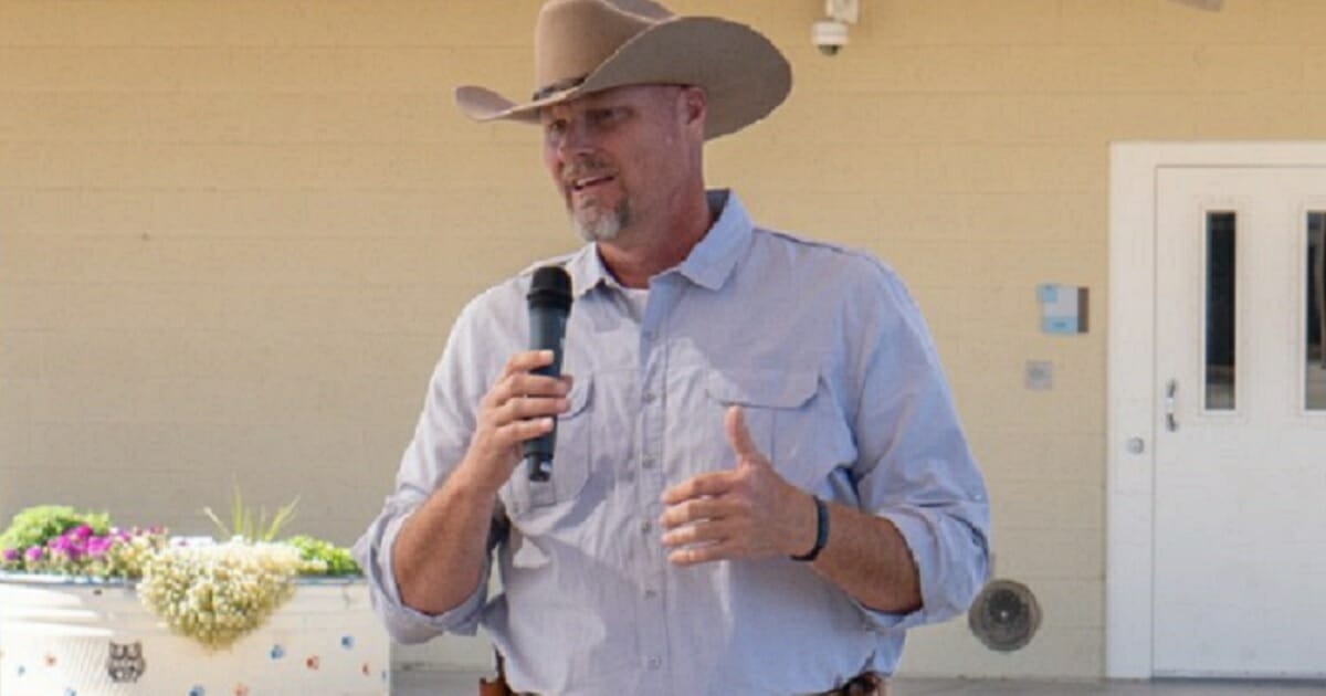 Pinal County, Arizona, Sheriff Mark Lamb pictued speaking at a December 2019 event.