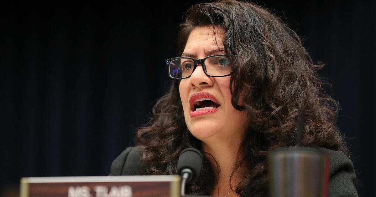 House Financial Services Committee member Rep. Rashida Tlaib (D-Michigan) questions Facebook co-founder and CEO Mark Zuckerberg during a hearing in the Rayburn House Office Building on Capitol Hill on Oct. 23, 2019, in Washington, D.C.