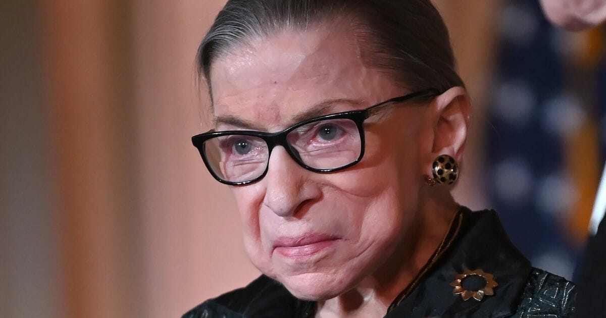 Supreme Court Justice Ruth Bader Ginsburg is seen as she presents the Justice Ruth Bader Ginsburg Inaugural Woman of Leadership Award to Agnes Gund at the Library of Congress in Washington on Feb. 14, 2020.