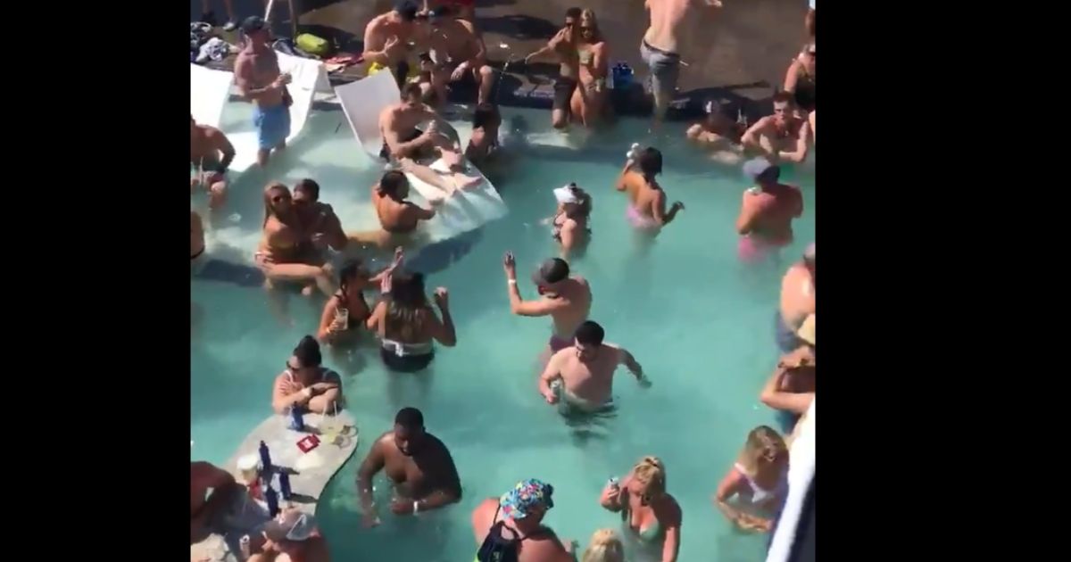 A pool party being held at a Lake of the Ozarks bar.