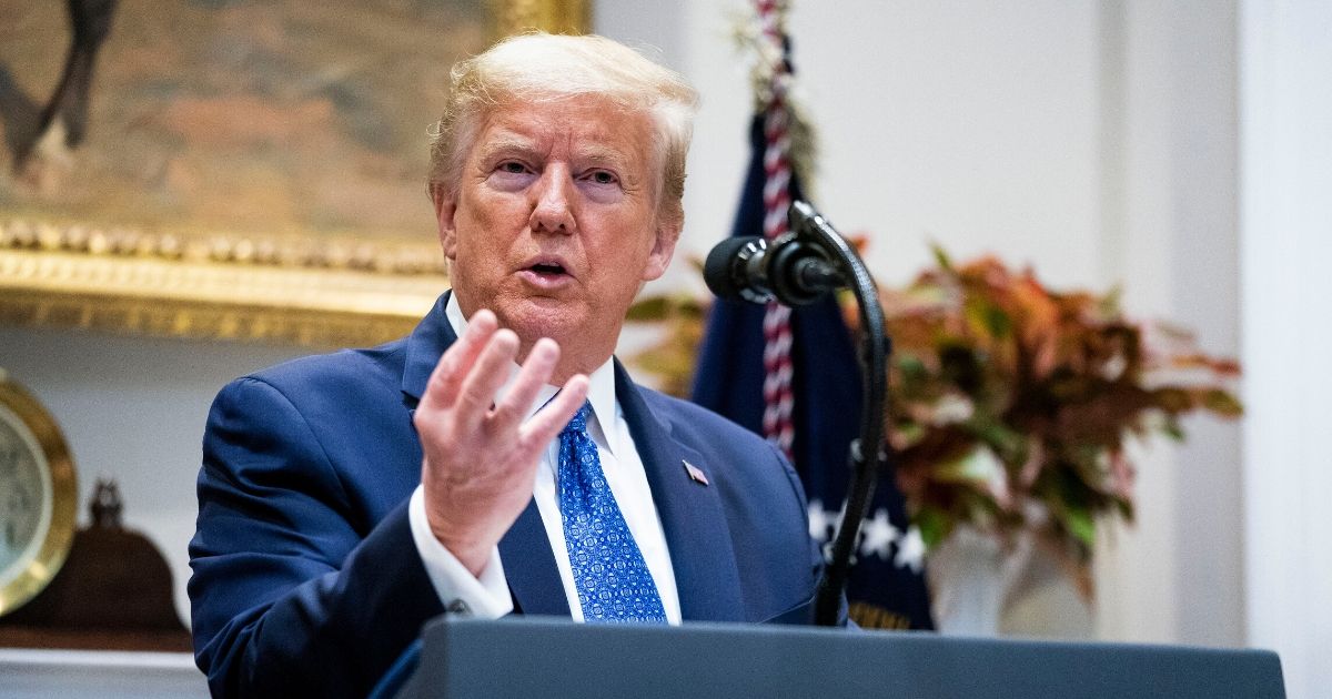 President Donald Trump speaks in the Roosevelt Room at the White House on May 19, 2020, in Washington, D.C.