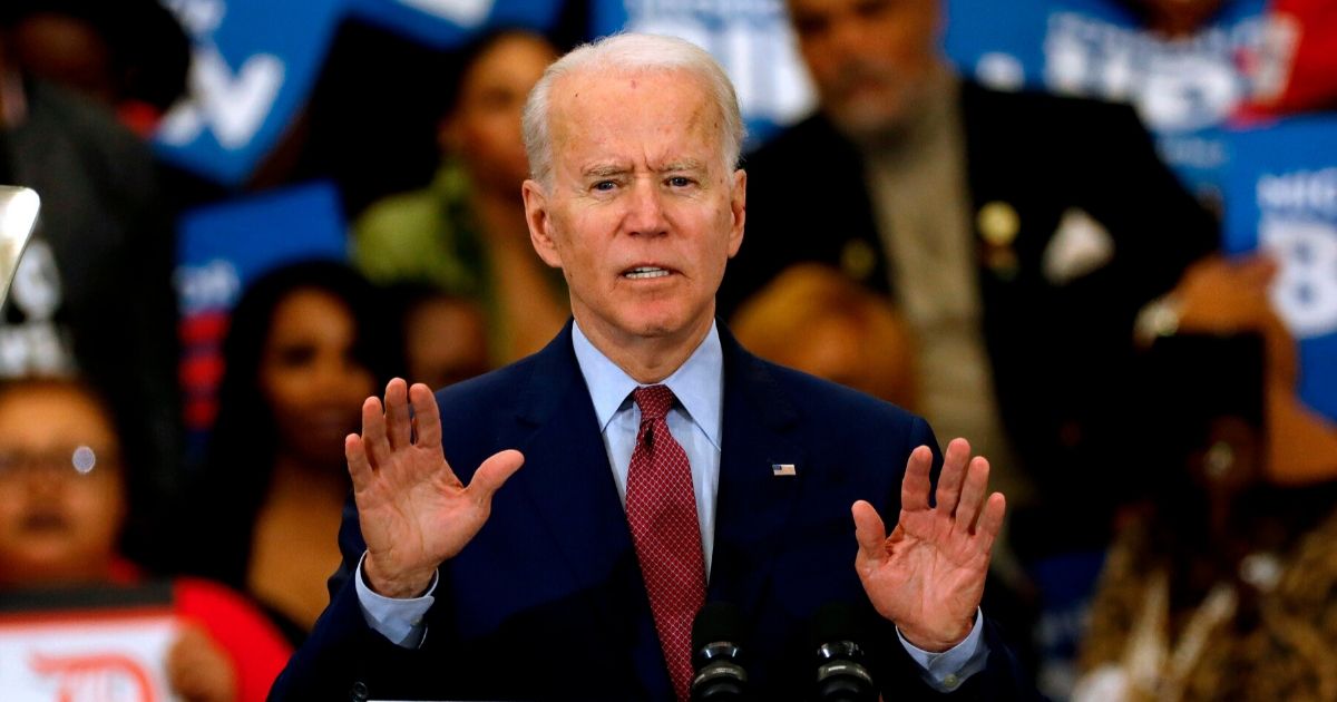 Former Vice President Joe Biden, the likely Democratic candidate in November's election, gestures during a March speech at the a high school in Detroit.