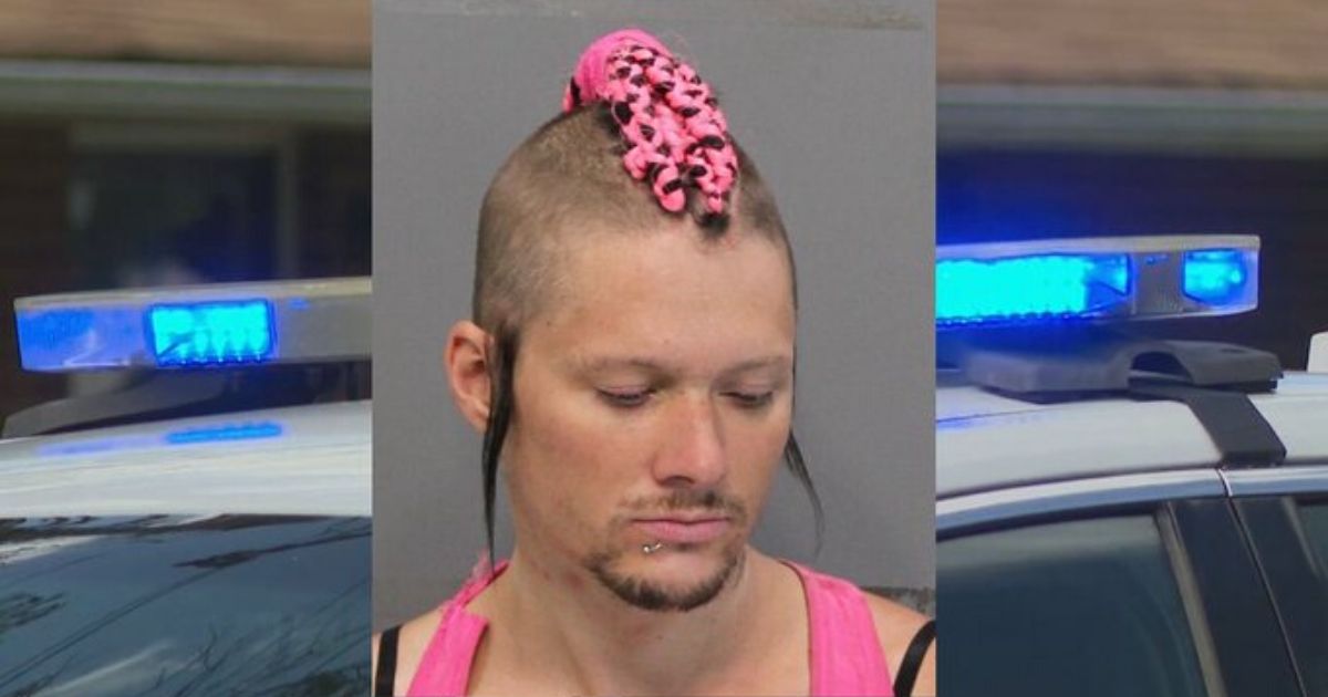 A man named Dustin Sneed, arrested for arson in East Ridge, Tennessee, sports an unusual haircut in his mugshot.