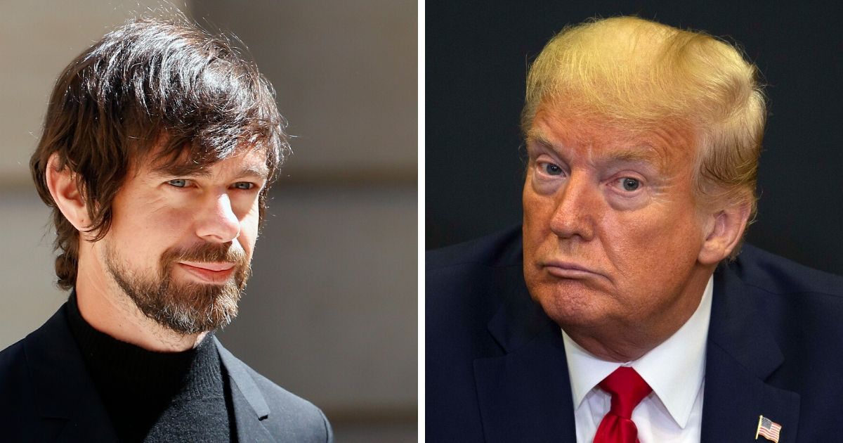 Twitter CEO Jack Dorsey, left; and President Donald Trump, right.