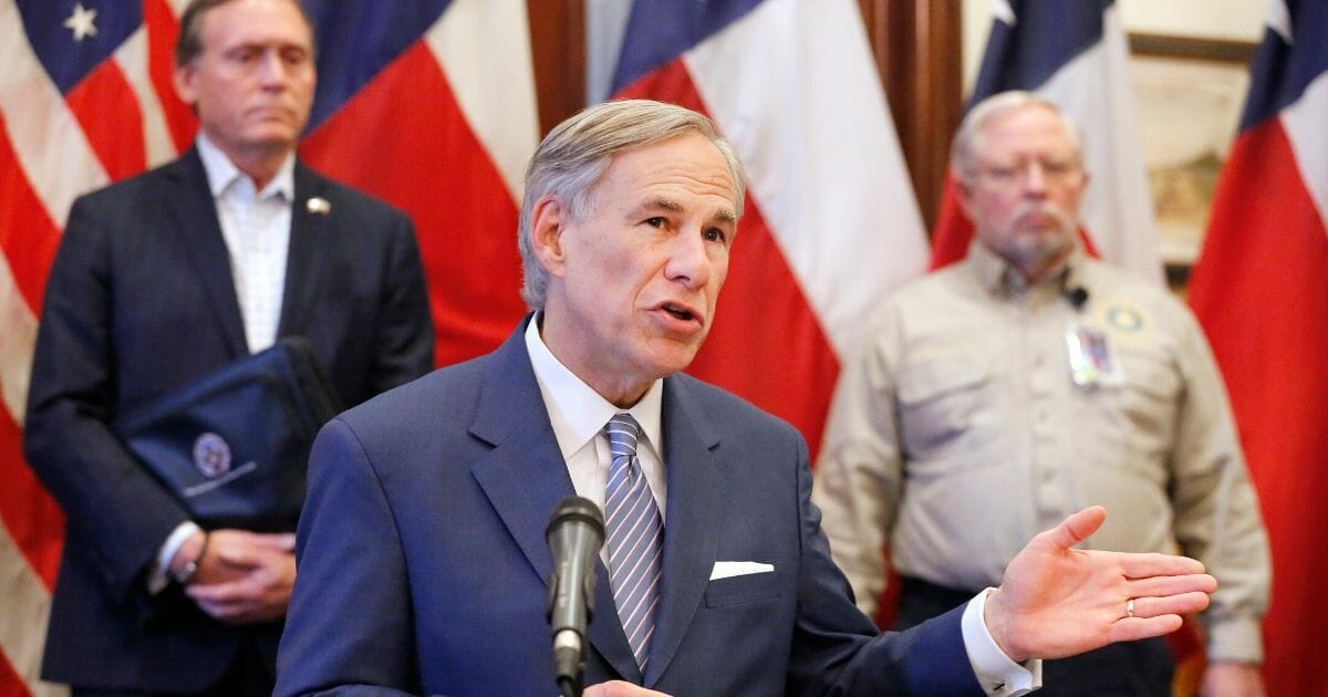 Texas Gov. Greg Abbott speaks at a news conference at the Texas State Capitol in Austin on March 29, 2020.