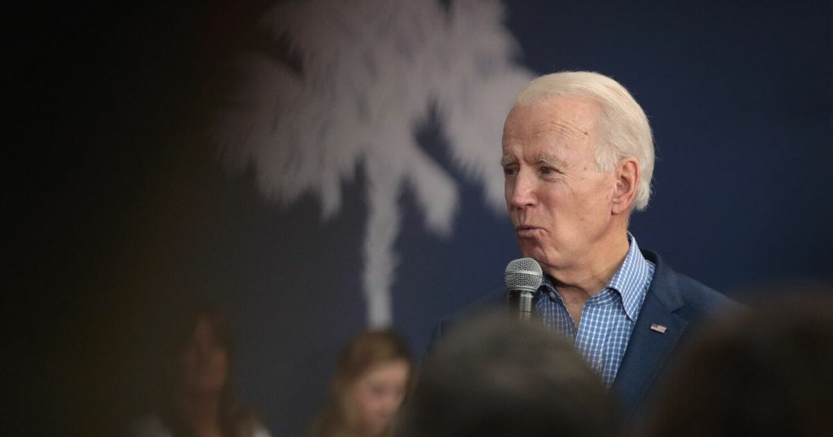 Former Vice President Joe Biden, the presumptive Democratic nominee for president, speaks to guests during a campaign stop at Coastal Carolina University on Feb. 27, 2020 in Conway, South Carolina.