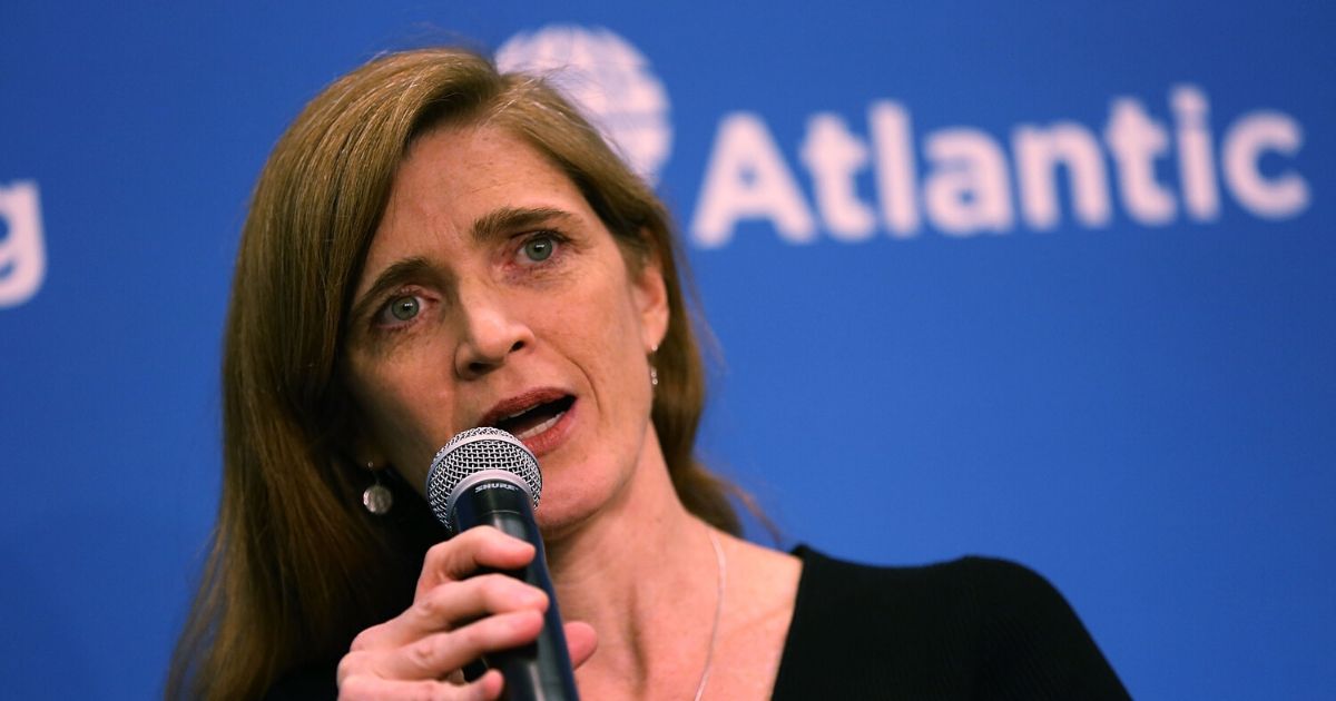 Then-U.S. Ambassador to the United Nations Samantha Power speaks during a discussion at the Atlantic Council on "The Future of U.S.-Russia Relations" on Jan. 17, 2017, in Washington, D.C.