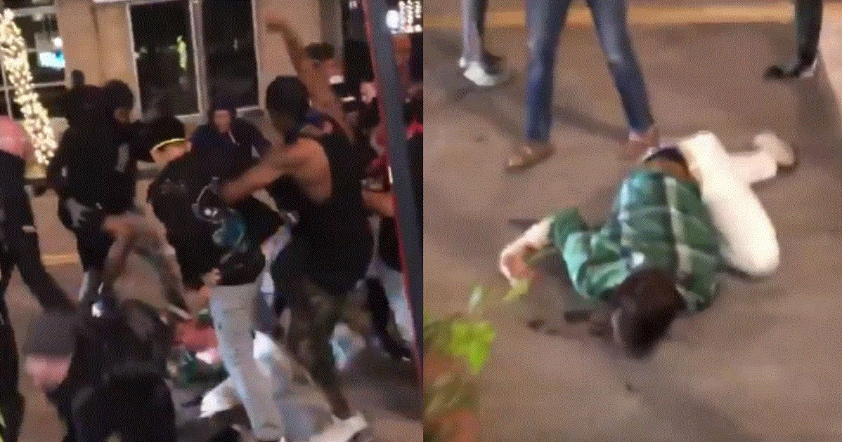 Video posted to social media Saturday shows a mob beating a man during a riot in Dallas on Saturday.