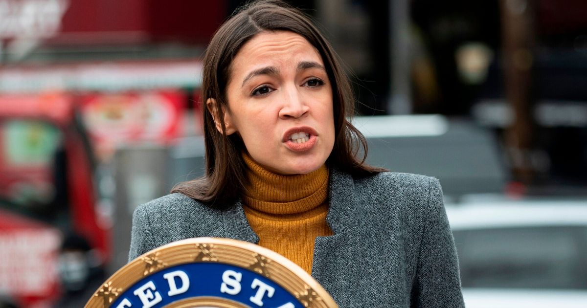 Democratic New York Rep. Alexandria Ocasio-Cortez speaks during a news conference in the Corona neighbourhood of Queens on April 14, 2020, in New York City.