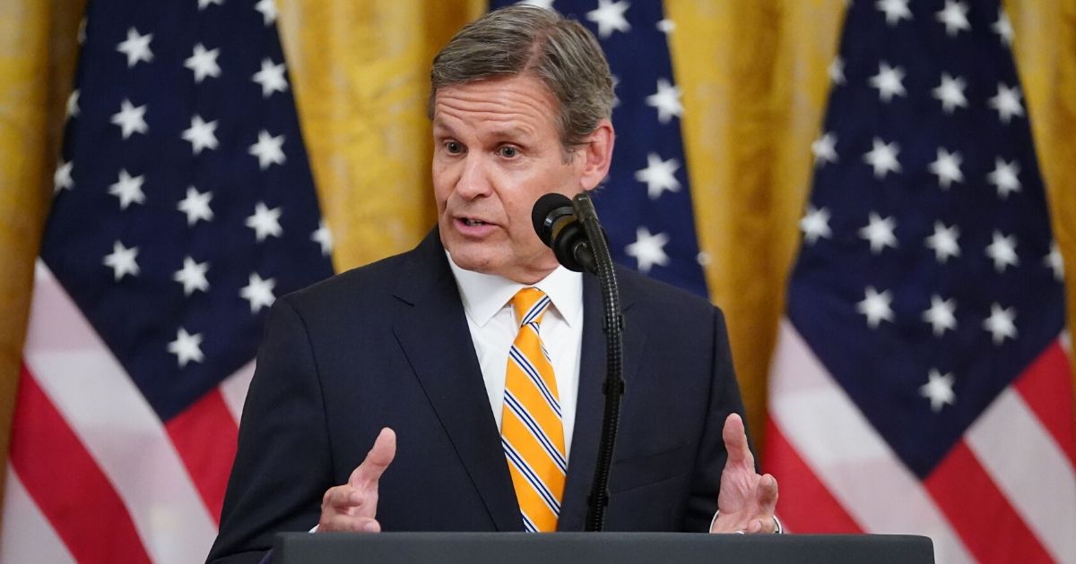 Tennessee Gov. Bill Lee speaks in the East Room of the White House in Washington, D.C., on April 30, 2020.