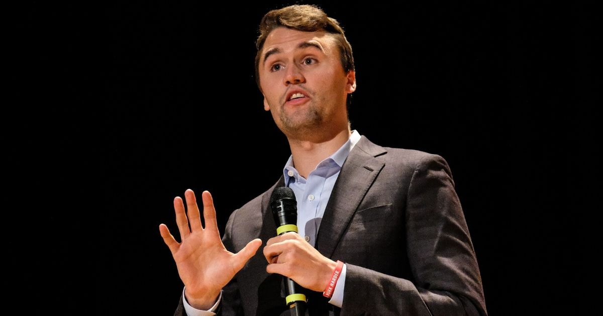 Charlie Kirk speaks at the Ohio State University campus in Columbus on Oct. 29, 2019.