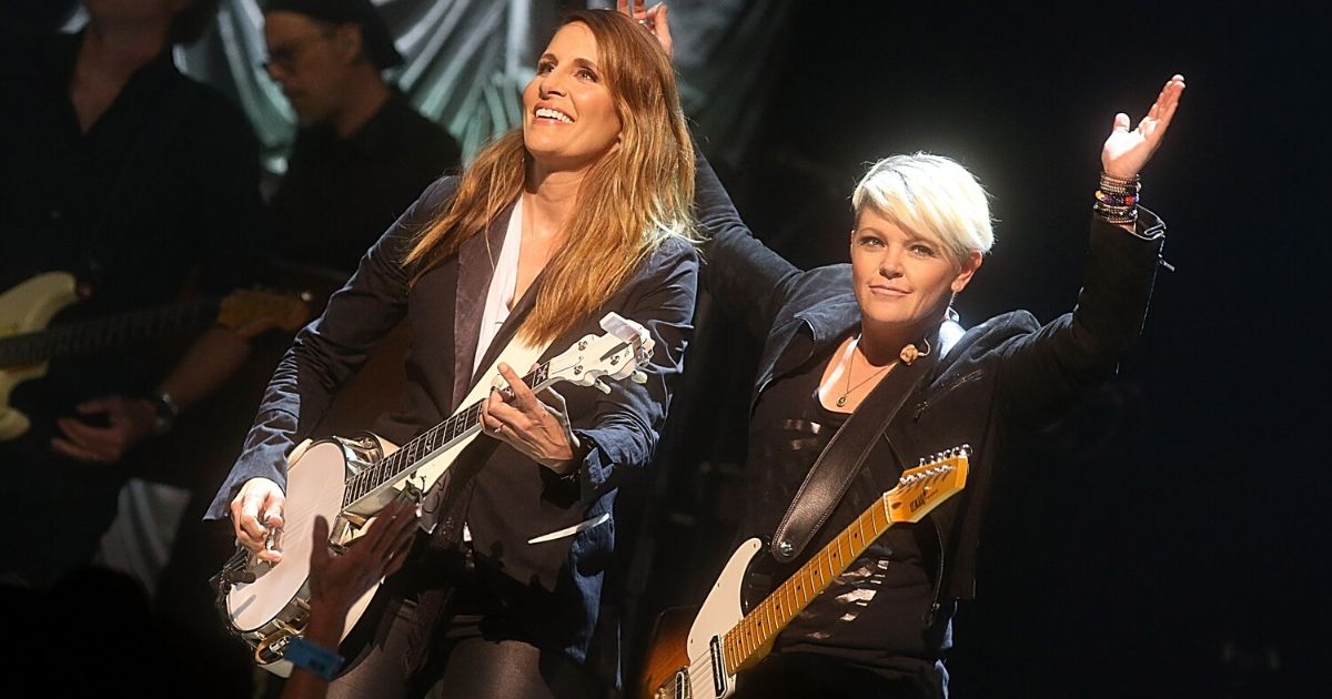 Emily Robison, left, and Natalie Maines of the Dixie Chicks, now known simply as "The Chicks," perform in concert during the Mack, Jack & McConaughey charity gala at ACL Live on April 12, 2018, in Austin, Texas.