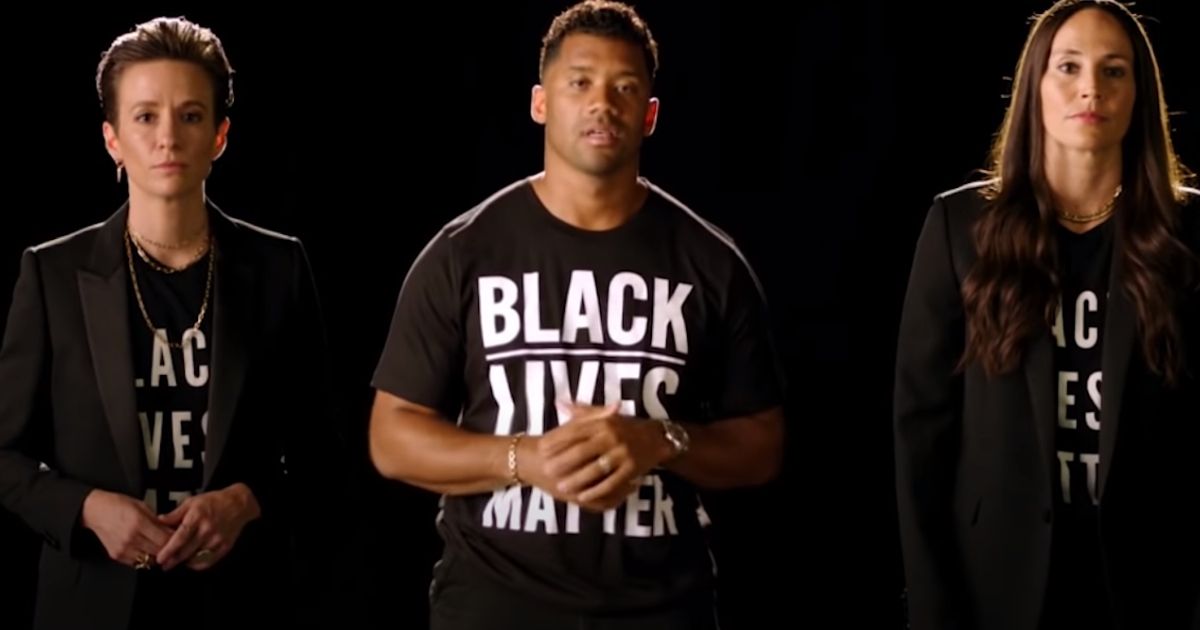 Megan Rapinoe, Russell Wilson and Sue Bird wear Black Lives Matter shirts in a segment of ESPN's awards show.