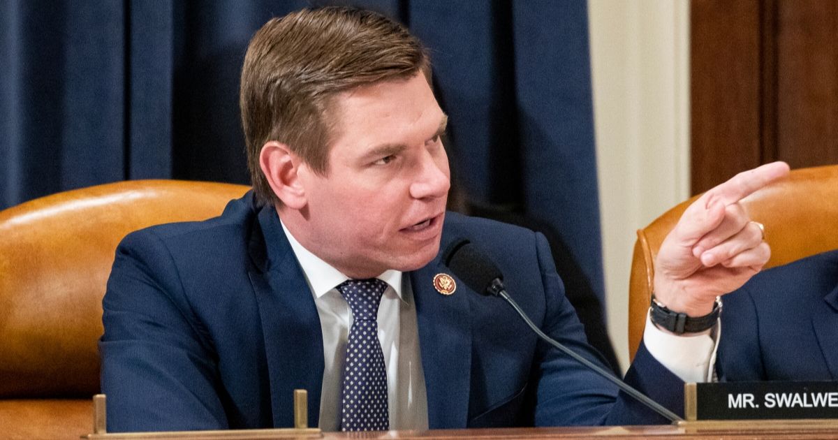 Rep. Eric Swalwell (D-California) questions Gordon Sondland, the U.S ambassador to the European Union, during a hearing before the House Intelligence Committee in the Longworth House Office Building on Capitol Hill on Nov. 20, 2019, in Washington, D.C.