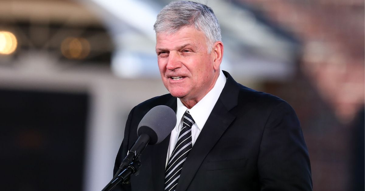 Franklin Graham delivers the eulogy during the funeral of his father, Reverend Dr. Billy Graham, in Charlotte, North Carolina.