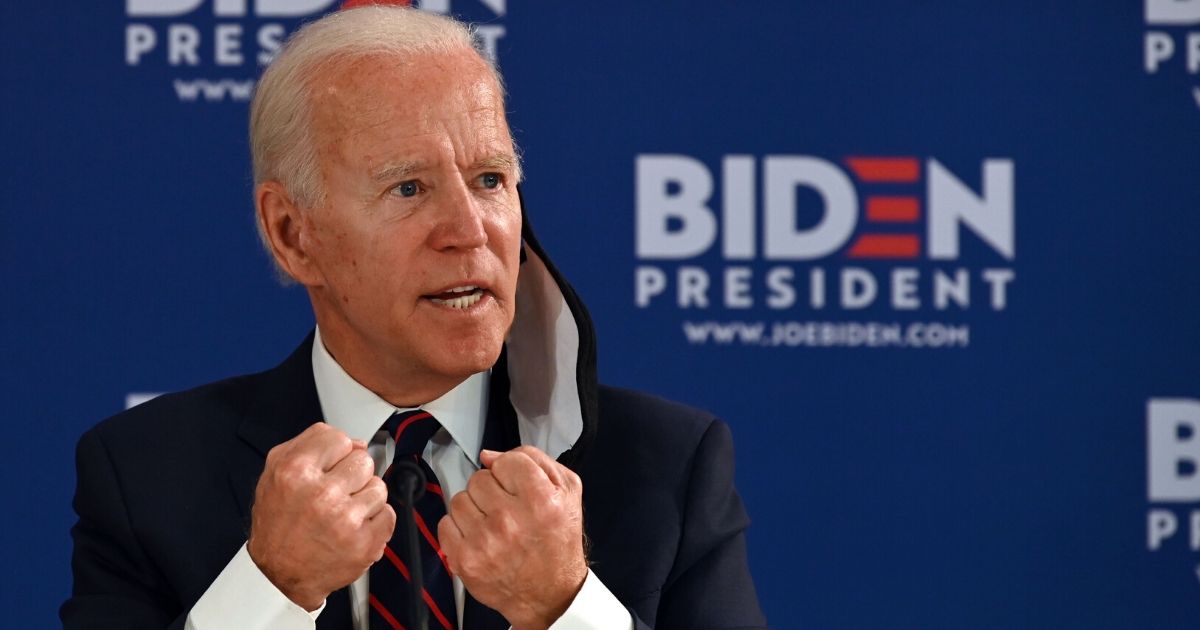 Democratic presidential candidate Joe Biden holds a roundtable meeting on reopening the economy with community leaders at the Enterprise Center in Philadelphia, Pennsylvania, on June 11, 2020.