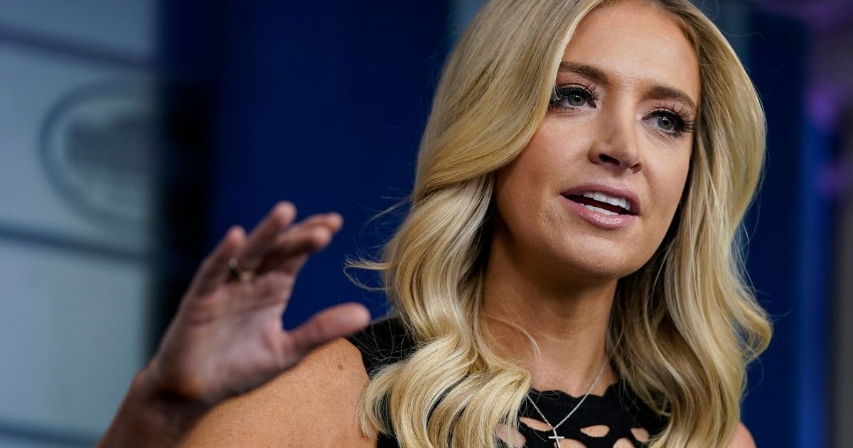 Press secretary Kayleigh McEnany speaks during a news briefing at the White House on June 19, 2020.
