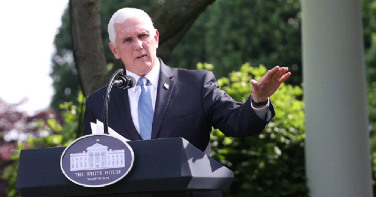 Vice President Mike Pence is pictured in a file photo from the White House Rose Garden in May.