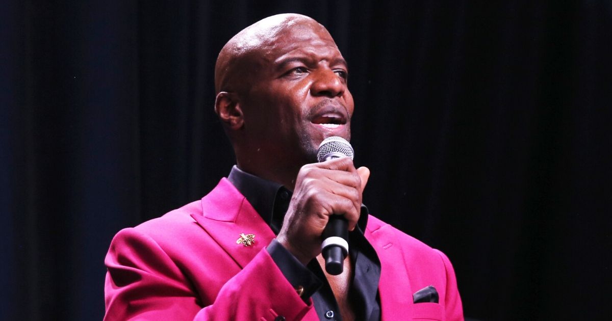 Terry Crews speaks onstage during a Grammy Awards charity viewing party at Raleigh Studios in Los Angeles on Jan. 26, 2020.