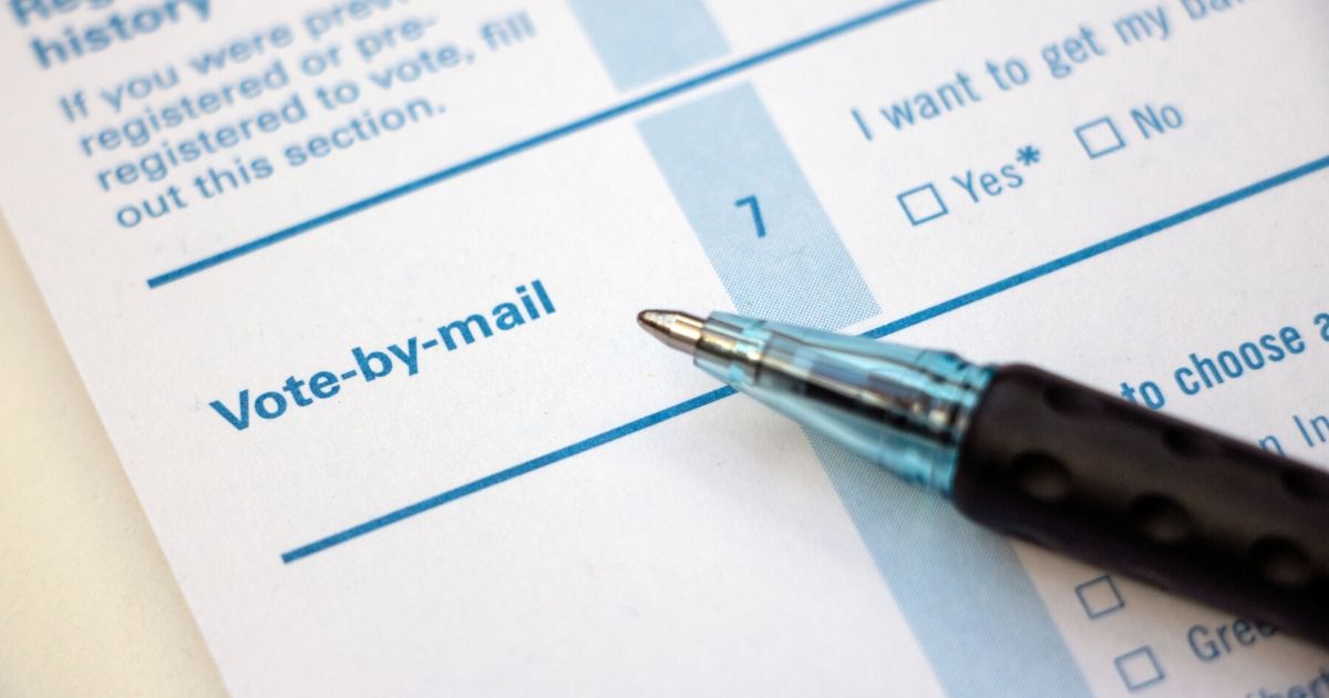 Close-up image of a "vote-by-mail" section on a voter registration form.