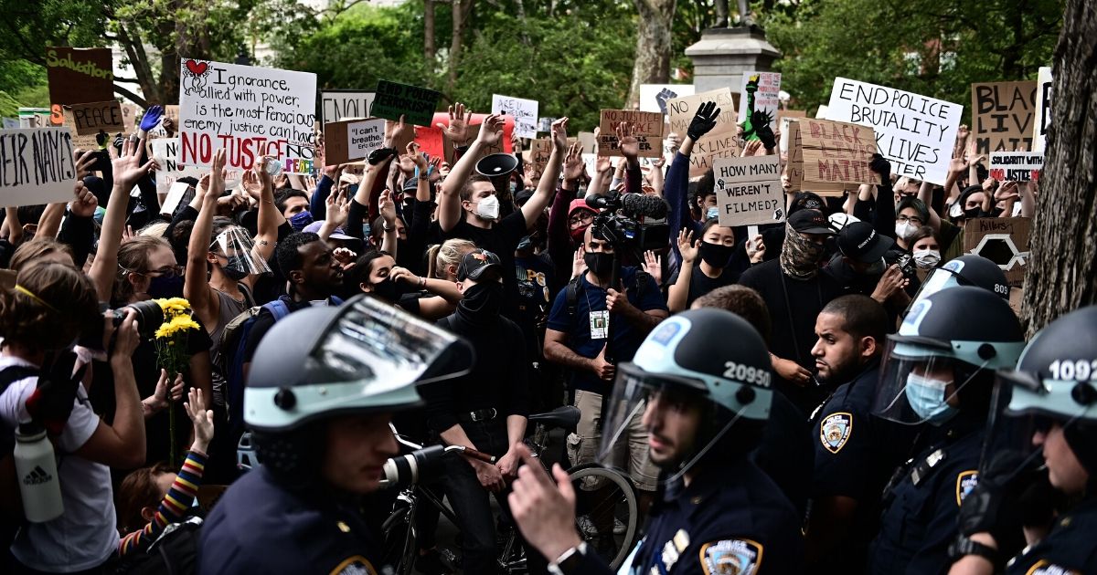 Protesters demonstrate on June 2, 2020, during a "Black Lives Matter" protest in New York City.