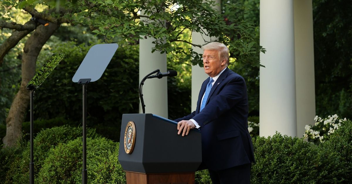 President Donald Trump makes a statement to the media in the Rose Garden about restoring law and order on June 1, 2020, in Washington, D.C.