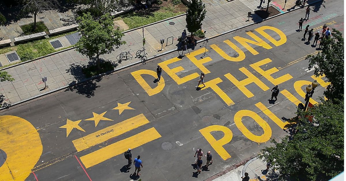 The words "Defund The Police" were painted on 16th Street in Washington, D.C., by Mayor Muriel Bowser's administration.