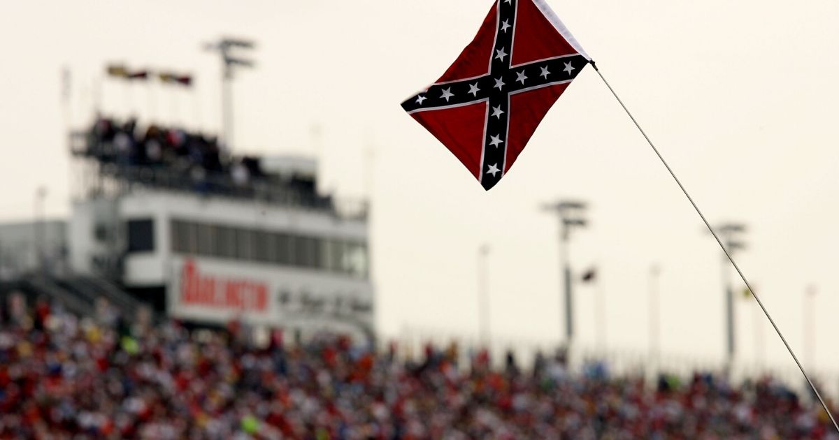 A view of a Confederate flag during the NASCAR Nextel Cup Series Dodge Avenger 500 on May 13, 2007, at Darlington Raceway in Darlington, South Carolina.