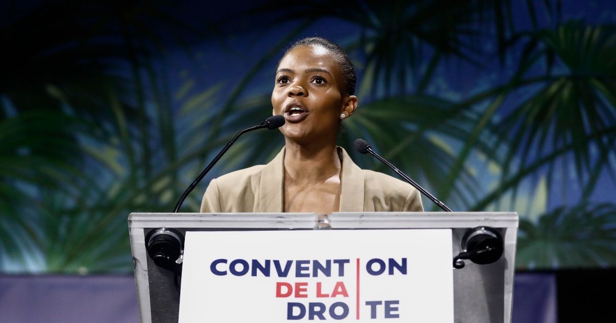 Conservative activist Candace Owens delivers a speech during the "Convention de la Droite" in Paris on Sept. 28, 2019.