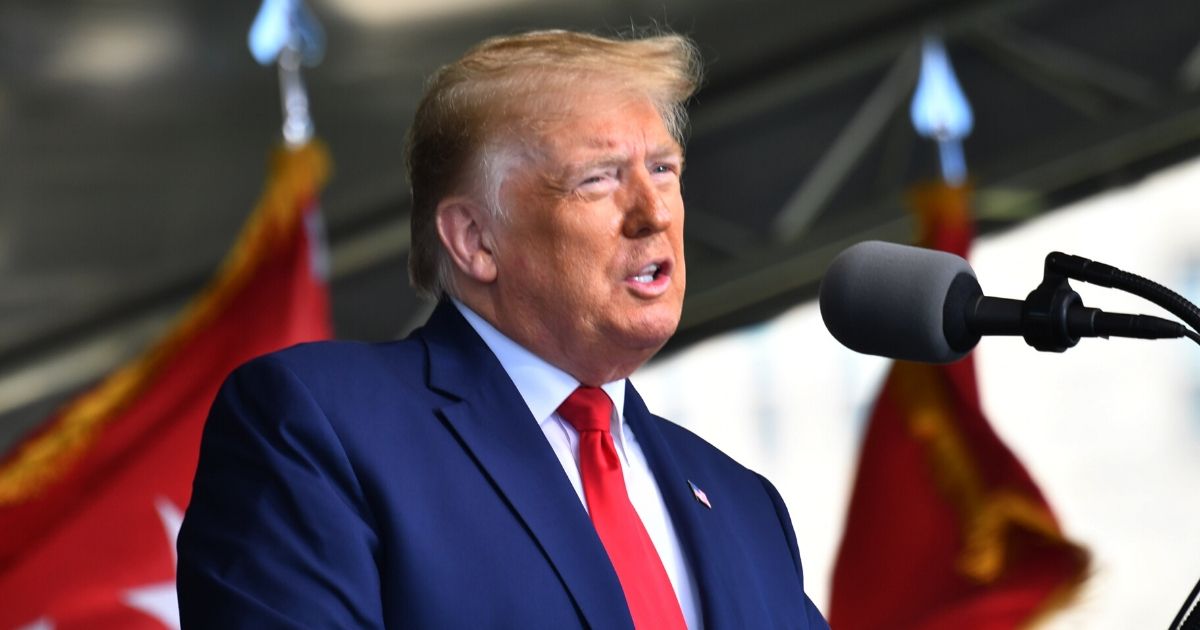 President Donald Trump speaks Saturday at the U.S. Military Academy's graduation at West Point.