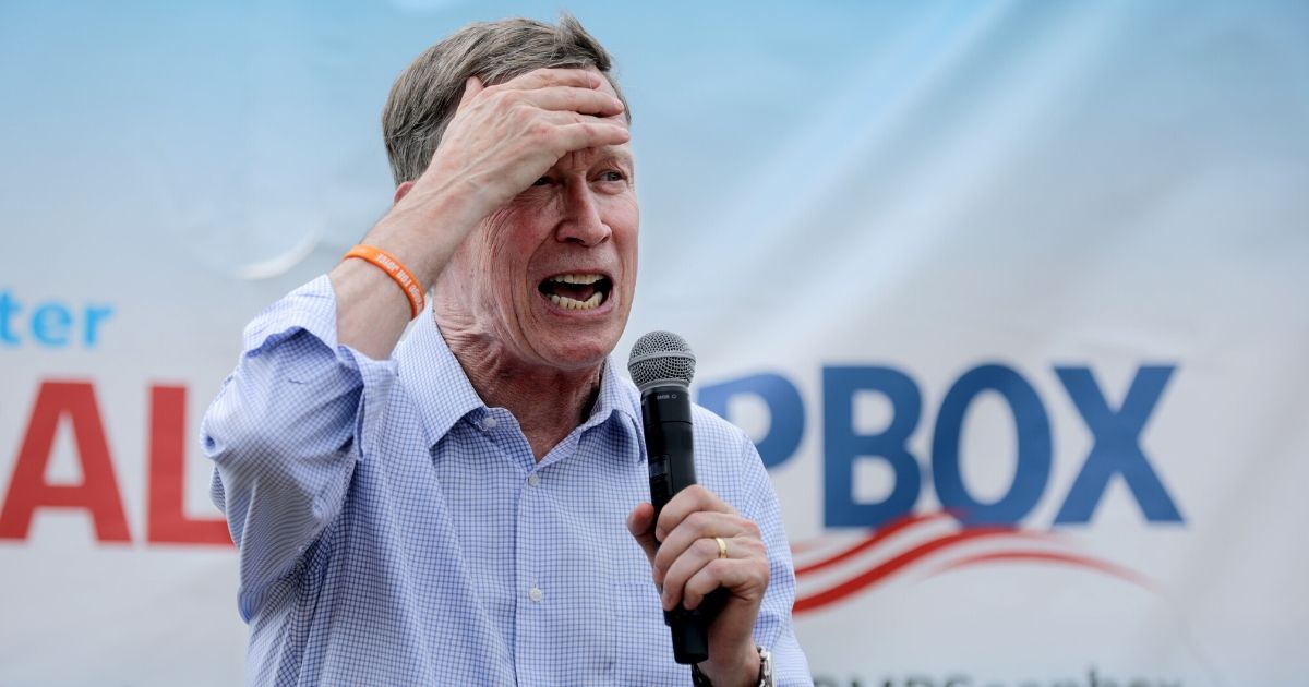 Former Colorado Gov. John Hickenlooper, pictured in a file photo from the Iowa State Fair in August 2019.