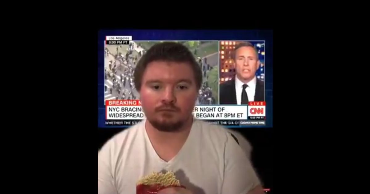 A kid eating a bag of ramen noodles explains the First Amendment to CNN host Chris Cuomo.