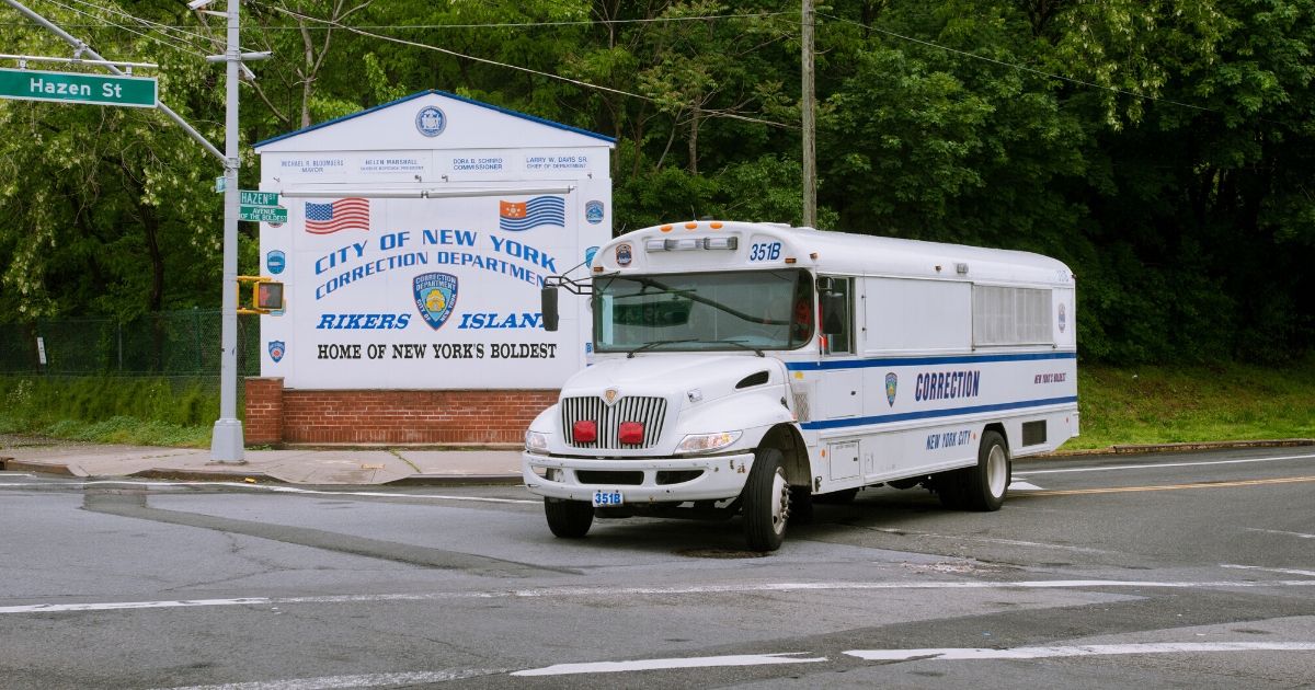 The entrance to the Rikers Island Correctional Facility in the Queens borough of New York City.