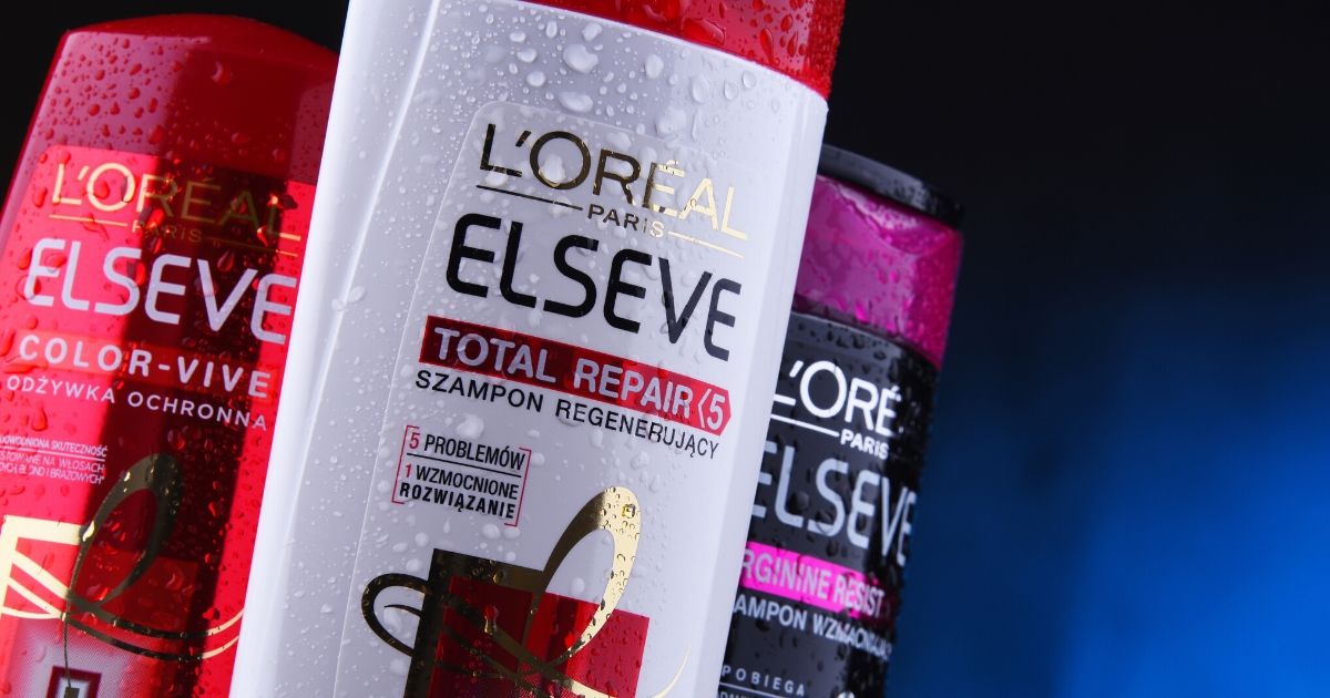 Products of L'Oreal, a French cosmetics company headquartered in Clichy, Hauts-de-Seine. It is the world's largest cosmetics producer.