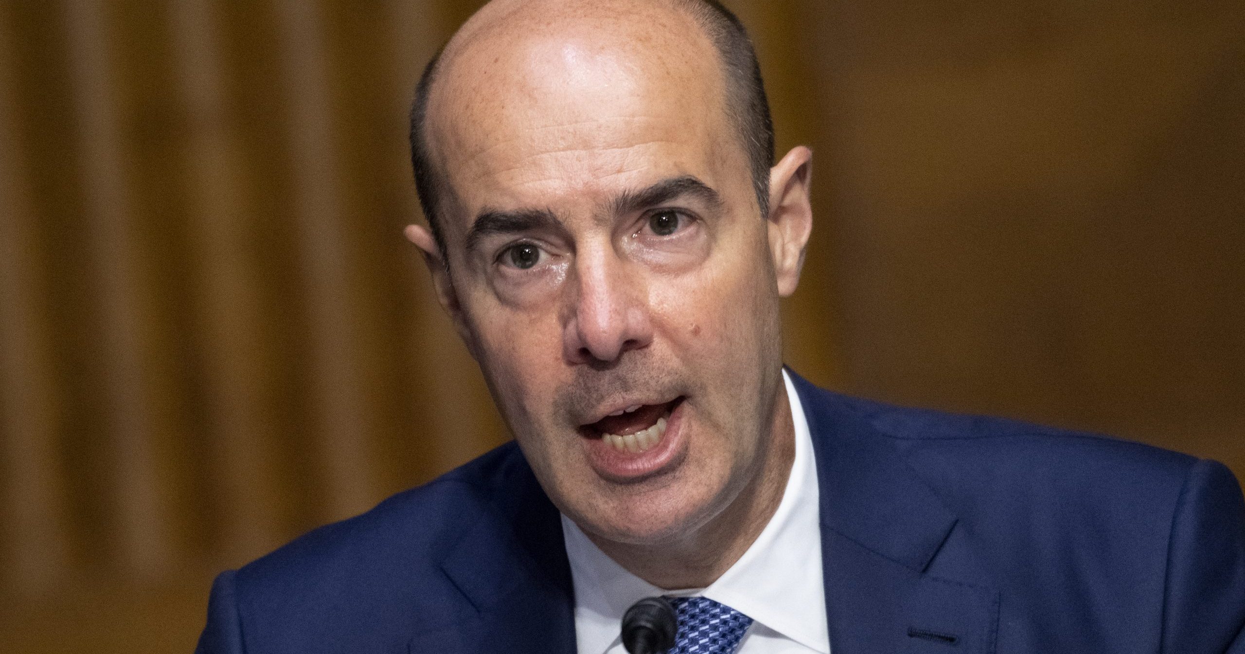Labor Secretary Eugene Scalia testifies during a Senate Finance Committee hearing on COVID-19 unemployment insurance on Capitol Hill on June 9, 2020.