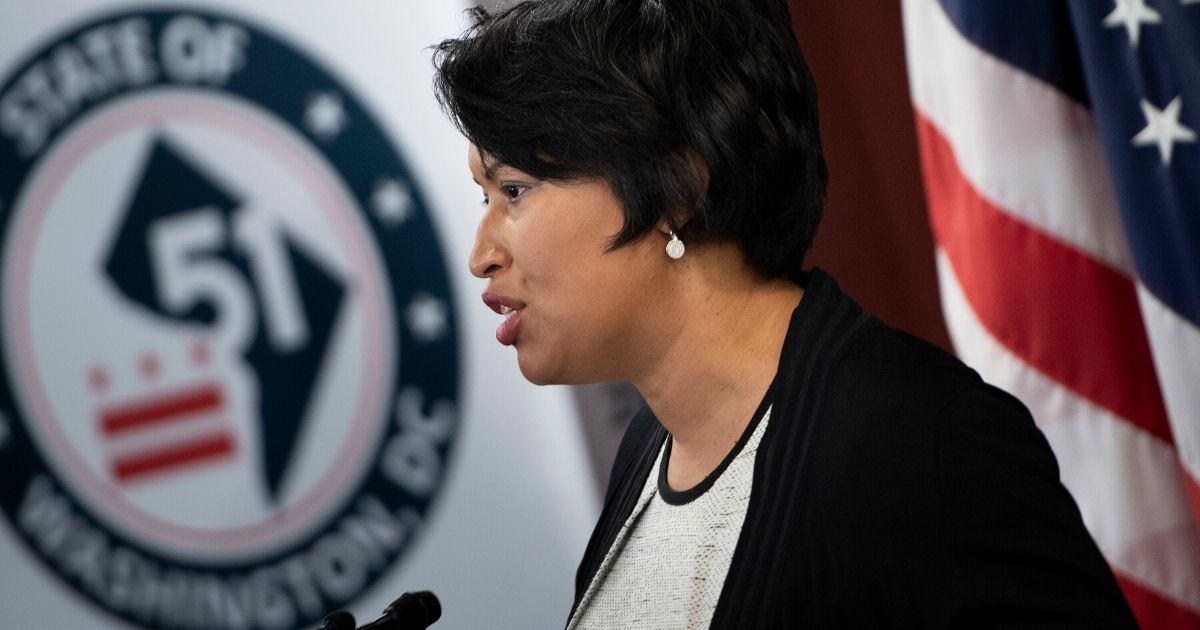 Mayor Muriel Bowser speaks during a news conference on Capitol Hill about HR51, legislation to make Washington, D.C., a state, on June 16, 2020, in Washington. (Brendan Smialowski / AFP via Getty Images)