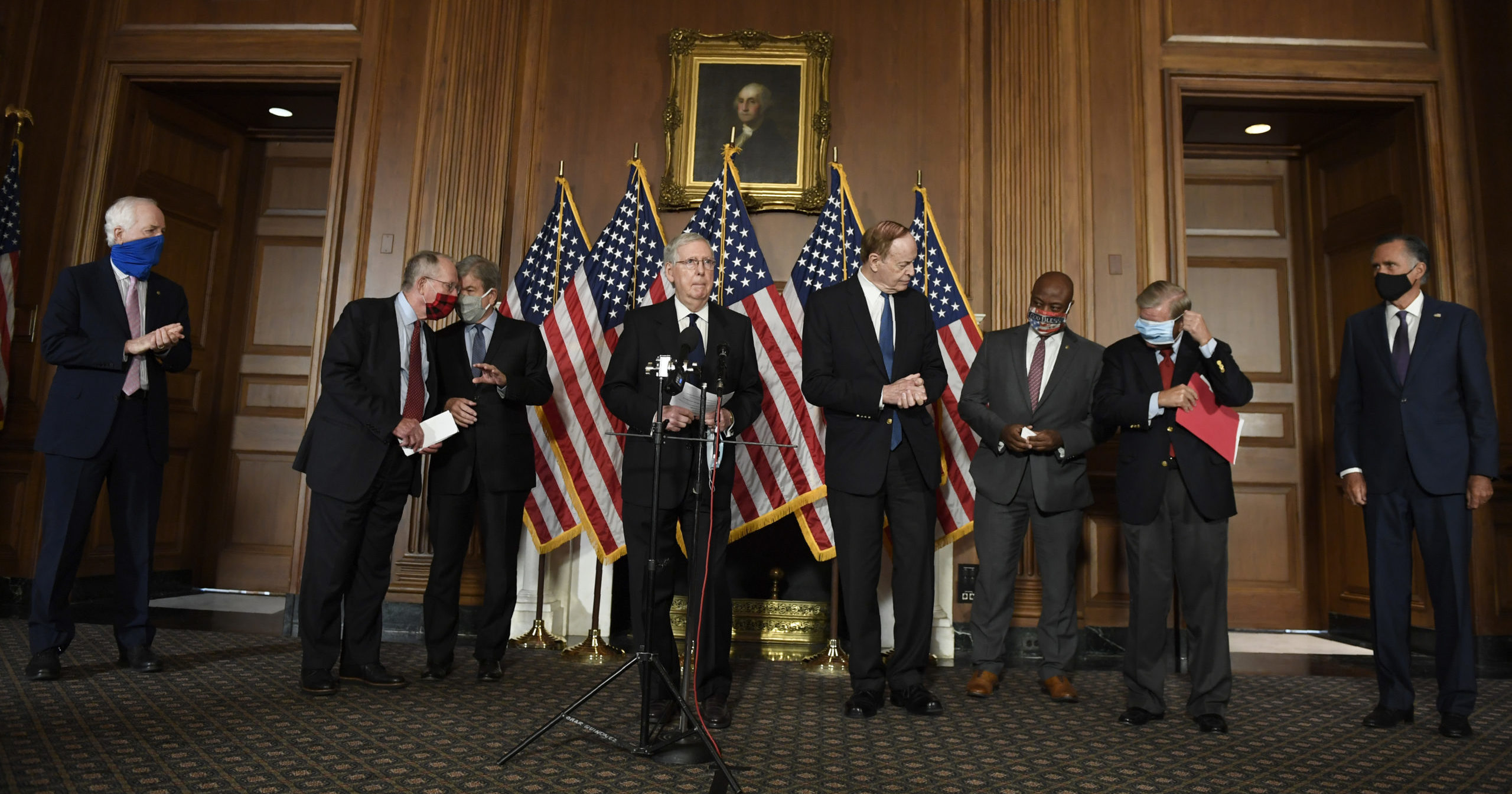 Senate Majority Leader Mitch McConnell speaks during a news conference on Capitol Hill in Washington, D.C., on July 27, 2020.