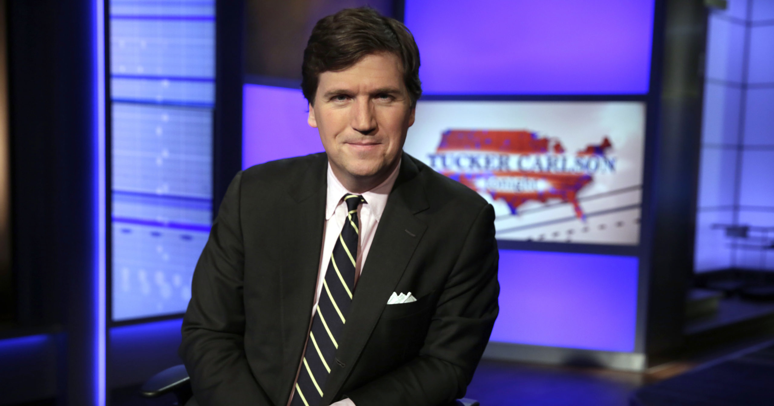 Tucker Carlson, host of "Tucker Carlson Tonight," poses in a Fox News studio on March 2, 2017, in New York.