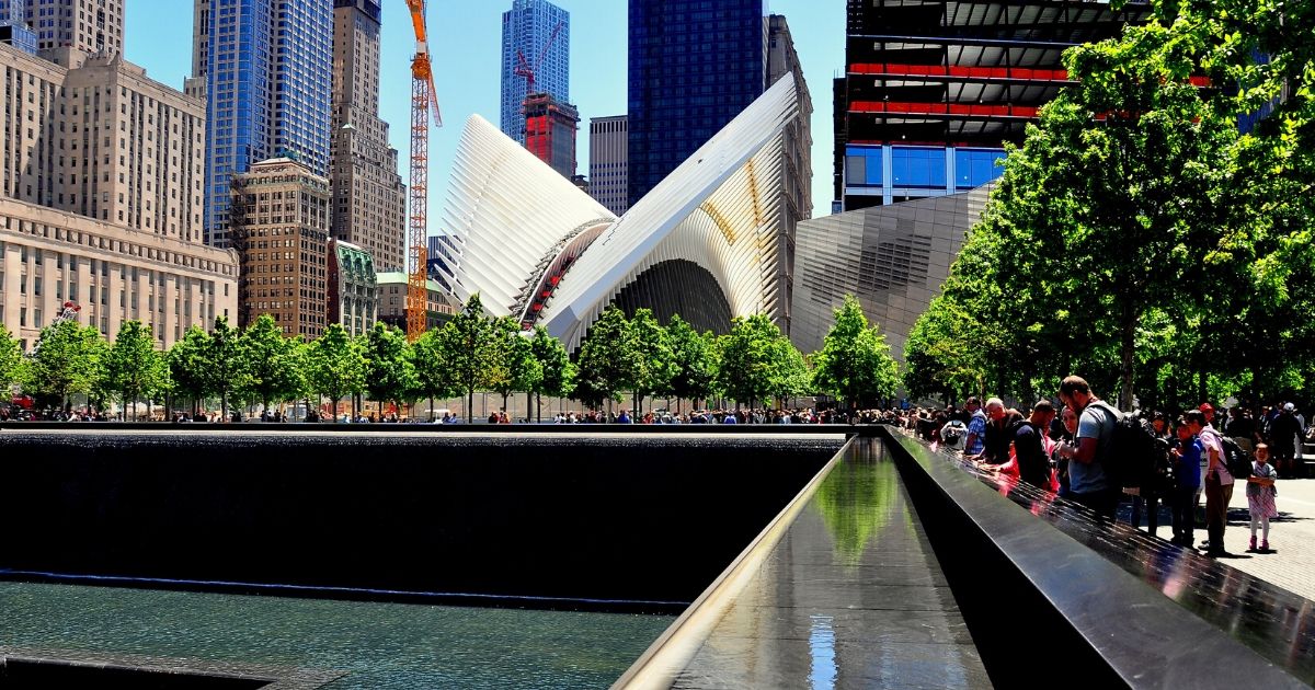 The 9/11 memorial is seen above in 2015 in Manhattan, New York City.