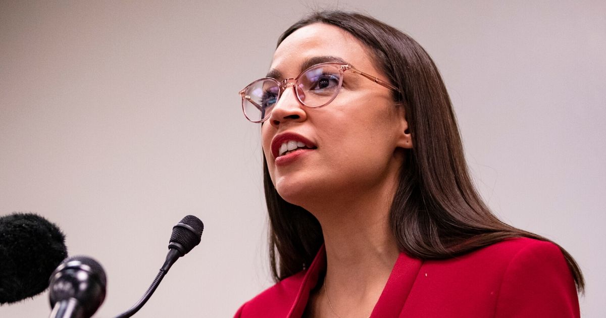 Democratic Rep. Alexandria Ocasio-Cortez of New York speaks during a news conference on Capitol Hill in Washington on Feb. 6, 2020.