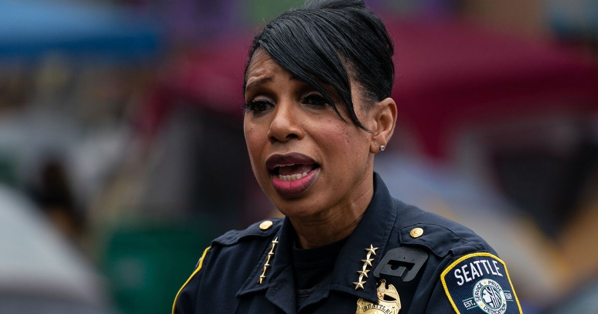 Seattle Police Chief Carmen Best speaks during a news conference June 29, 2020.