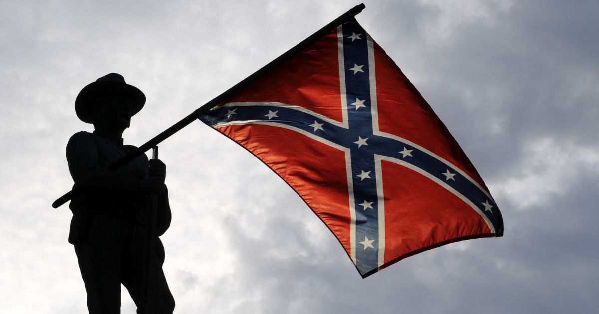 A Confederate flag is seen in the stock image above.