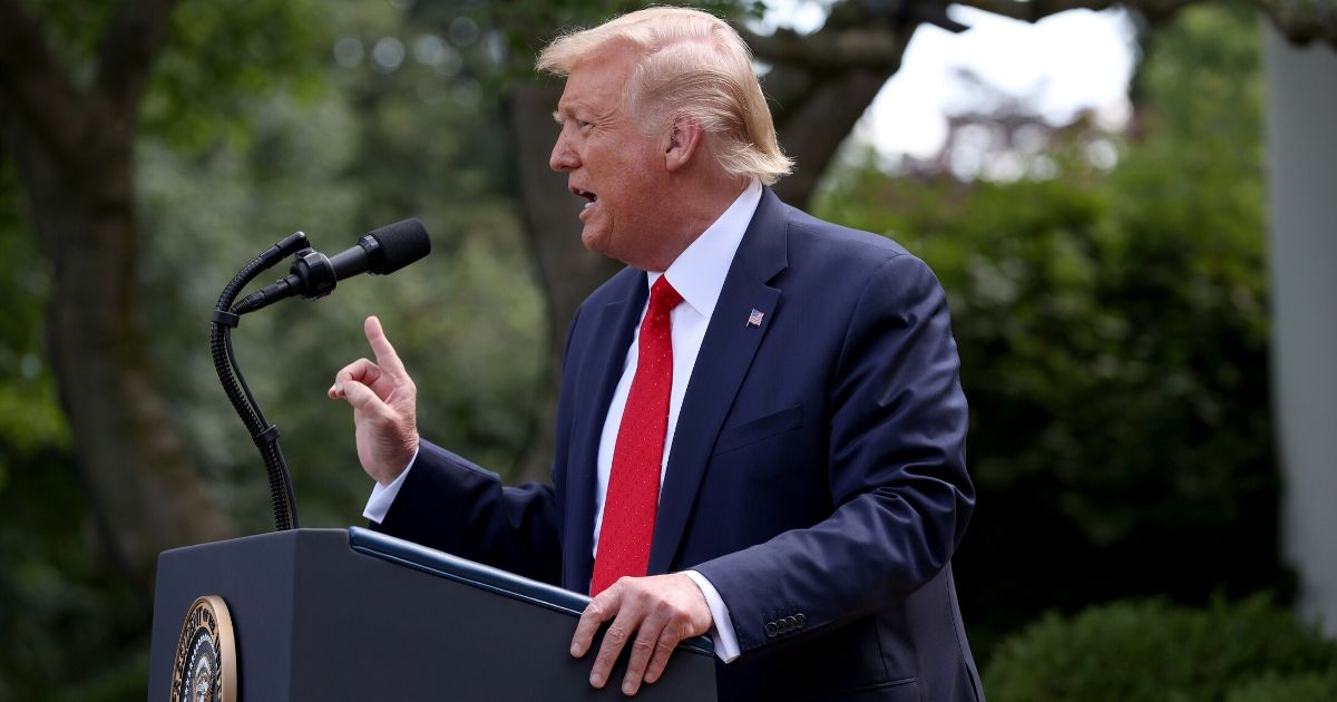 President Donald Trump delivers remarks about the White House Hispanic Prosperity Initiative in the Rose Garden on July 9, 2020, in Washington, D.C.