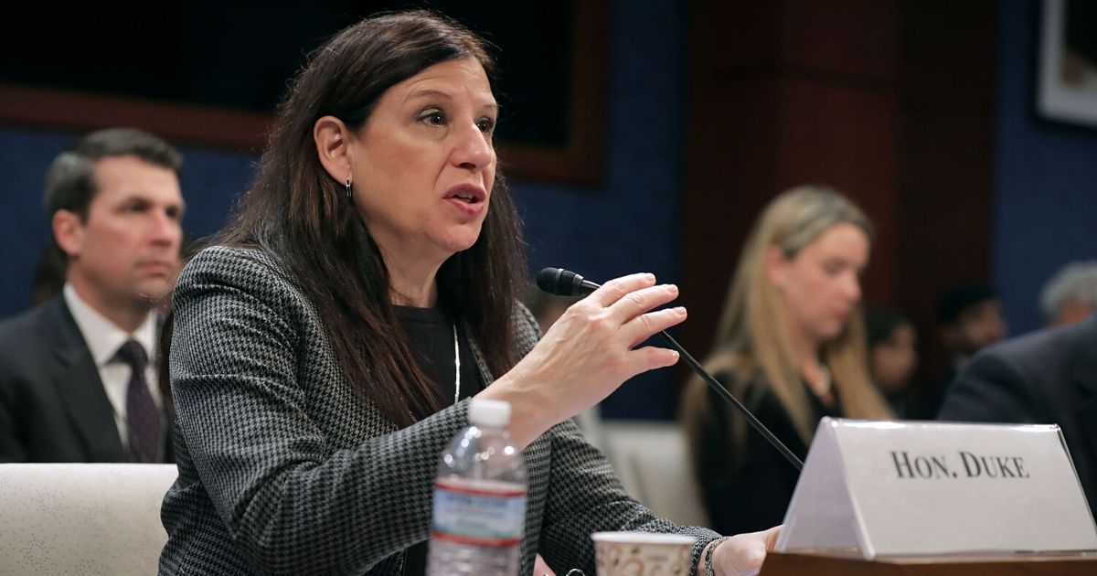 Acting Homeland Security Secretary Elaine Duke testifies before the House Homeland Security Committee at the U.S. Capitol Visitor's Center on Nov. 30, 2017, in Washington, D.C.