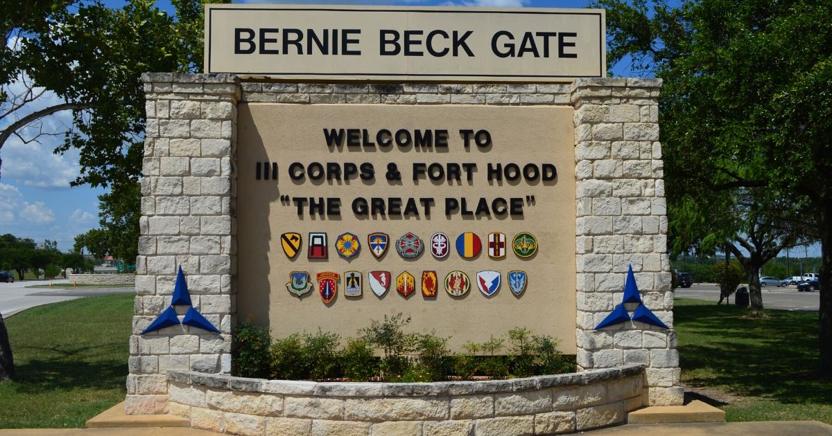 The Bernie Beck Gate to Ford Hood, Texas, is seen June 6, 2020.