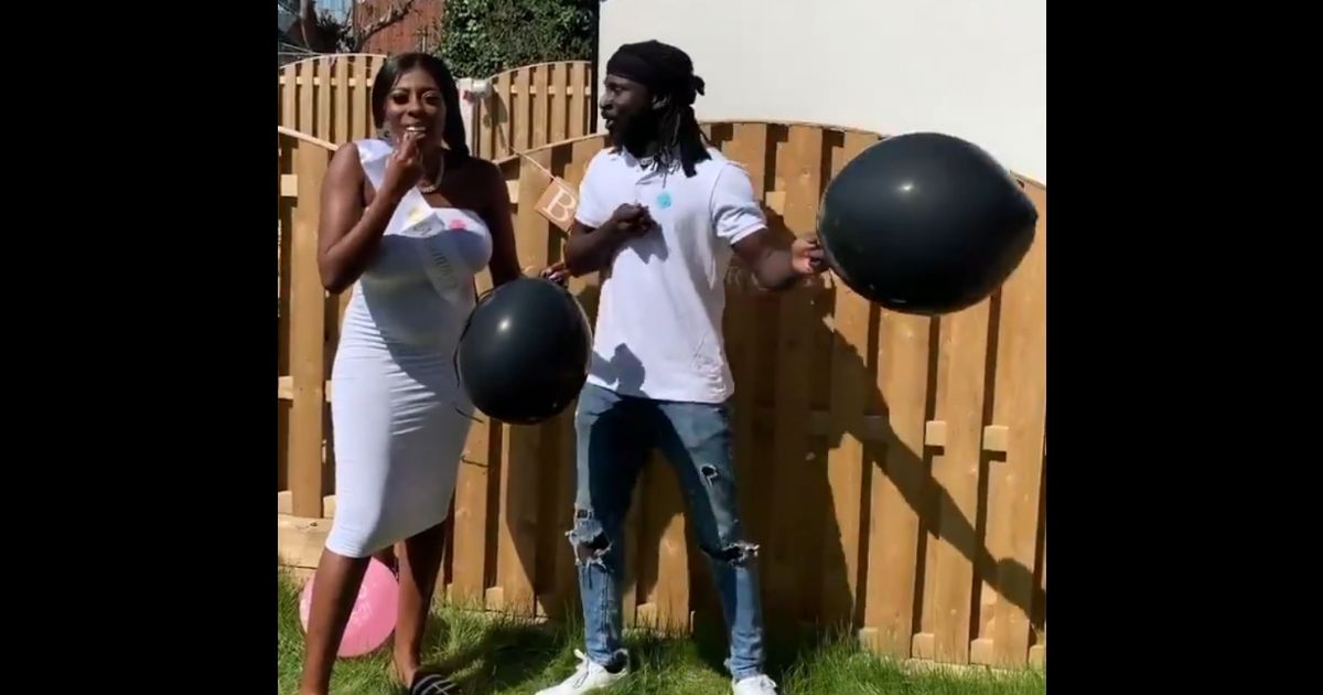 Nicole Thea and her boyfriend, Global Boga, are seen during their gender reveal in April 2020.