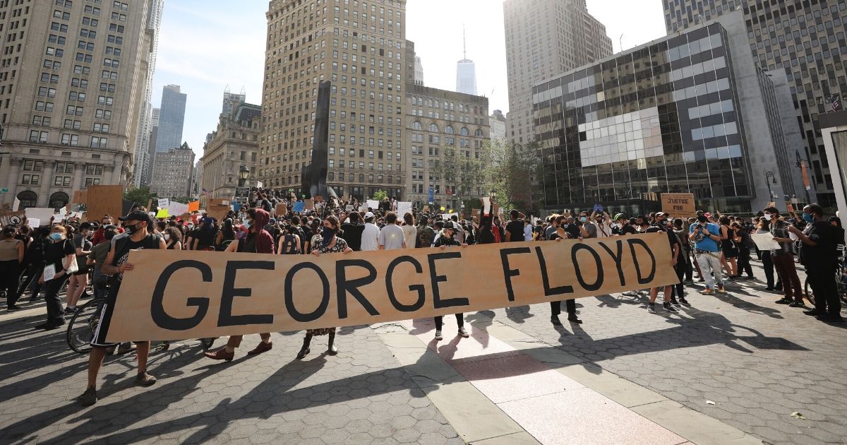Protesters gather in Manhattan's Foley Square to protest the death of George Floyd in New York City.