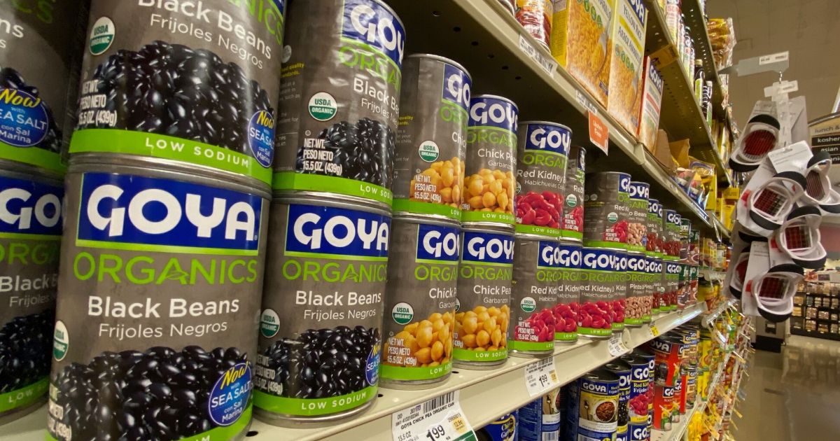 Goya food products on July 11, 2020 in a Los Angeles supermarket.