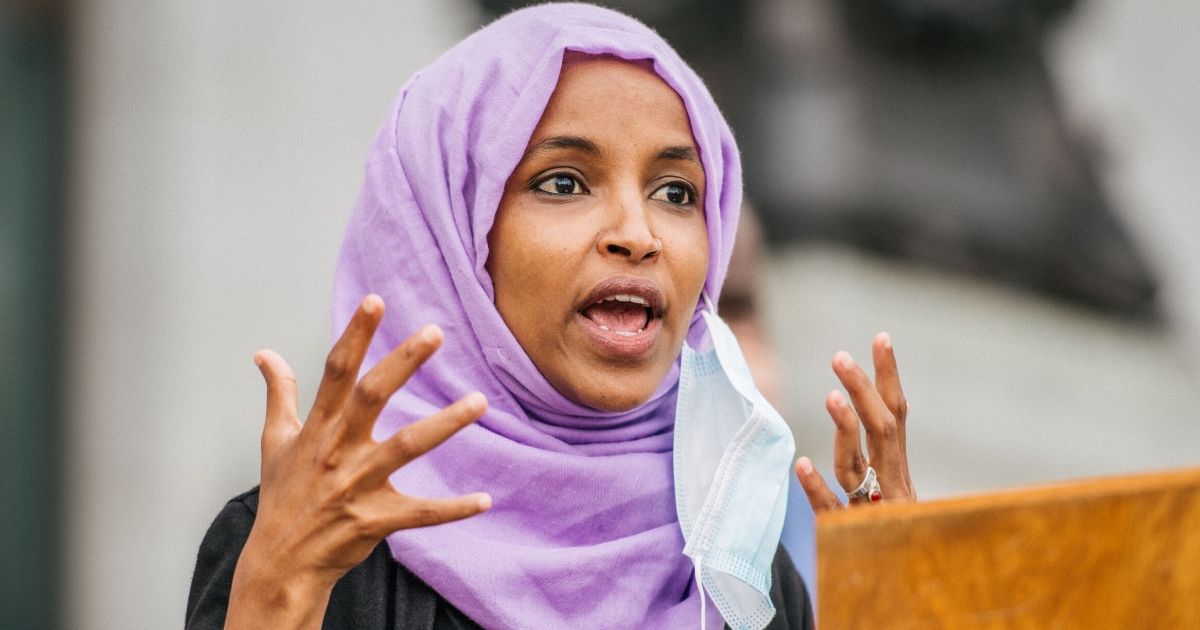 Democratic Rep. Ilhan Omar of Minnesota speaks during a news conference in St. Paul on July 7, 2020.